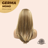 JBEXTENSION GERMA MONO Full Monofilament Handmade Full Lace Full Hand Tied Wig 20 Inches Honey Blonde Mono Lace Handmade Futura Fiber Wig Glueless Wig GERMA MONO【BENDY EAR TABS】