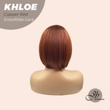 JBEXTENSION 12 Inches Bob Cut Copper Red Pre-Cut Snowflake Lace Frontlace Glueless Wig KHLOE COPPER RED【PERMATEASE】【BENDY EAR TABS】