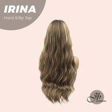 JBEXTENSION 28 Inches Scalpiana Brown With Blonde Highlight Wave 3.5X4 Hard Silky Top Natural Scalp Effect Wig IRINA