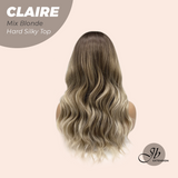 JBEXTENSION 22 Inches Scalpiana Mix Blonde 3.5X4 Hard Silky Top Natural Scalp Effect Women Wig With Bangs CLAIRE SILKY TOP MIX BLONDE