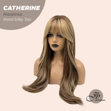 JBEXTENSION 25 Inches Scalpiana Hazelnut 3.5X4 Hard Silky Top Natural Scalp Effect Wig With Bangs CATHERINE HAZELNUT