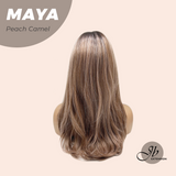 JBEXTENSION 22 Inches Peach Camel Women Fashion Full Machine Wig MAYA PEACH CAMEL【PLUS PERMATEASE】【BENDY EAR TABS】