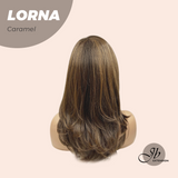 HOT OF SEASON -18 Inches Caramel Curly Women Fashion Full Machine Wig With Bangs LORNA CARAMEL【PLUS PERMATEASE】【BENDY EAR TABS】