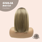 JBEXTENSION 14 Inches Bob Cut Balayage Blonde With Dark Root Frontlace Glueless Wig GIULIA BOB (FREE PARTING)