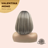 JBEXTENSION VALENTINA MONO Monofilament Handmade Wig 6X5 Full Monofilament Hand Tied Top Wig 12 Inches Ombre Brown Full Mono Lace Wig With Anti-slip Silicone Strips Glueless Wig VALENTINA MONO【BENDY EAR TABS】