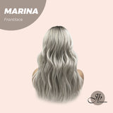 JBEXTENSION 20 Inches Silver Color Wave Pre-Cut Frontlace Glueless Wig MARINA