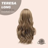JBEXTENSION 22 Inches Long Caramel Blonde Highlight Pre-Cut Snowflake Lace Frontlace Glueless Wig TERESA LONG CARAMEL BLONDE HIGHLIGHT【PERMATEASE】【BENDY EAR TABS】