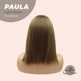 JBEXTENSION 12 Inches Bob Cut Light Brown Straight Pre-Cut Frontlace Glueless Wig PAULA LIGHT BROWN