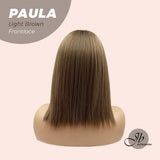 JBEXTENSION 12 Inches Bob Cut Light Brown Straight Pre-Cut Frontlace Wig PAULA LIGHT BROWN