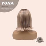 JBEXTENSION 12 Inches Scalpiana Apricot 3.5X4 Hard Silky Top Natural Scalp Effect Women Wig With Bangs YUNA APRICOT