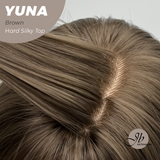 JBEXTENSION 12 Inches Scalpiana Brown 3.5X4 Hard Silky Top Natural Scalp Effect Women Wig With Bangs YUNA BROWN