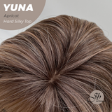 JBEXTENSION 12 Inches Scalpiana Apricot 3.5X4 Hard Silky Top Natural Scalp Effect Women Wig With Bangs YUNA APRICOT