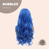 JBEXTENSION 24 Inches Mix Blue Body Wave Pre-Cut Frontlace Glueless Wig BUBBLES