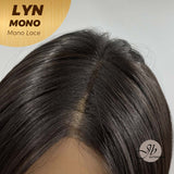 JBEXTENSION LYN MONO Partial Monofilament Wig 17 Inches Natural Black Partial Mono Lace Glueless Wig Lyn Mono【BENDY EAR TABS】