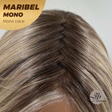 JBEXTENSION MARIBEL MONO Monofilament Handmade Wig 6X5 Full Monofilament Hand Tied Top Wig 16 Inches Blonde With Dark Root Wave Mono Lace Wig With Anti-slip Silicone Strips Glueless Wig Maribel Mono【BENDY EAR TABS】