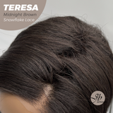 JBEXTENSION 18 Inches Midnight Brown( Black/Brown) Pre-Cut Snowflake Lace Frontlace Glueless Wig TERESA MIDNIGHT BROWN【PERMATEASE】【BENDY EAR TABS】