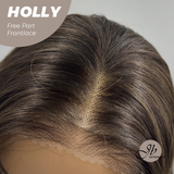 JBEXTENSION 24 Inches Brown With Highlight Wave Pre-Cut Free Part Frontlace Glueless Wig HOLLY