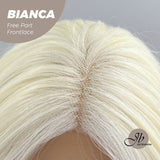 JBEXTENSION 16 Inches Platinum Blonde Wave Free Part Pre-Cut Frontlace Glueless Wig BIANCA