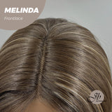 Nichole's Selection - 18 Inches Brown With Highlight Pre-Cut Frontlace Glueless Side Part Wig MELINDA