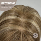 JBEXTENSION 25 Inches Scalpiana Brown With Highlight 3.5X4 Hard Silky Top Natural Scalp Effect Wig With Bangs CATHERINE BROWN HIGHLIGHT