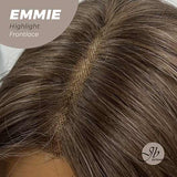 Nichole's Selection - 26 Inches Curly Women Brown With Highlight Wig Pre-Cut Frontlace Glueless Wig EMMIE HIGHLIGHT