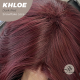 JBEXTENSION 12 Inches Bob Cut Dark Red Pre-Cut Snowflake Lace Frontlace Glueless Wig KHLOE DARK RED【PERMATEASE】【BENDY EAR TABS】- M/L