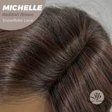 JBEXTENSION 10 Inches Reddish Brown Pre-Cut Side Part Snowflake Lace Frontlace Glueless Wig MICHELLE REDDISH BROWN【BENDY EAR TABS】