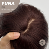 JBEXTENSION 12 Inches Scalpiana Dark Red 3.5X4 Hard Silky Top Natural Scalp Effect Women Wig With Bangs YUNA RED
