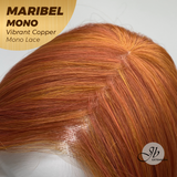 JBEXTENSION MARIBEL MONO VIBRANT COPPER Monofilament Handmade Wig 6X5 Full Monofilament Hand Tied Top Wig 16 Inches Vibrant Copper Wave Mono Lace Wig With Anti-slip Silicone Strips Glueless Wig MARIBEL MONO VIBRANT COPPER【BENDY EAR TABS】