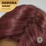 JBEXTENSION DEBORA MONO Monofilament Handmade Wig 6X5 Full Monofilament Hand Tied Top Wig 20 Inches Dark Red Mono Lace Wig With Anti-slip Silicone Strips Glueless Wig DEBORA MONO【BENDY EAR TABS】