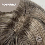 JBEXTENSION Peluca rubia gris mezclada de ondas corporales de 28 pulgadas de largo con flequillo ROSANNA