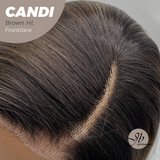 JBEXTENSION 20 Inches Brown Highlight Pre-Cut Side Part Frontlace Glueless Wig CANDI BROWN HIGHLIGHT