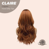 JBEXTENSION 22 Inches Scalpiana Copper 3.5X4 Hard Silky Top Natural Scalp Effect Women Wig With Bangs CLAIRE SILKY TOP COPPER