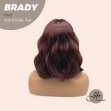JBEXTENSION 12 Inches Scalpiana Wave Red 3.5X4 Hard Silky Top Natural Scalp Effect Wig with Bang BRADY RED