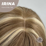 JBEXTENSION 28 Inches Scalpiana Brown With Blonde Highlight Wave 3.5X4 Hard Silky Top Natural Scalp Effect Wig IRINA
