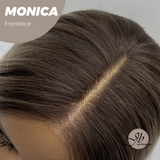 JBEXTENSION 26 Inches Curly Ash Blonde with Dark Root Pre-Cut Frontlace Glueless Wig MONICA