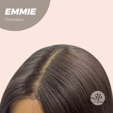 JBEXTENSION 26 Inches Curly Women Tea Black Darkest Brown Wig Pre-Cut Frontlace Glueless Wig EMMIE