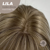 JBEXTENSION 20 Inches Scalpiana Blonde with Dark Root Wolf Cut 3.5X4 Hard Silky Top Natural Scalp Effect Wig With Bangs LILA GOLDEN BLONDE