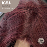 JBEXTENSION 22 Inches Dark Red Pre-Cut Snowflake Lace Frontlace Glueless Wig KEL DARK RED【PERMATEASE】【BENDY EAR TABS】- M/L