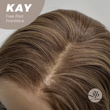 JBEXTENSION 24 Inches Brown With Highlight Curly Pre-Cut Free Part Frontlace Glueless Wig KAY FREE PART