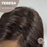 JBEXTENSION 18 Inches Dark Brown Pre-Cut Snowflake Lace Frontlace Glueless Wig TERESA【PERMATEASE】【BENDY EAR TABS】-S/M