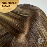 JBEXTENSION NICHOLE MONO Monofilament Handmade Wig 6X5 Full Monofilament Hand Tied Top Wig 23 Inches Hazelnut Mono Lace Wig With Anti-slip Silicone Strips Glueless Wig NICHOLE MONO【BENDY EAR TABS】