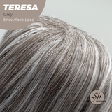 JBEXTENSION 18 Inches Grey Pre-Cut Snowflake Lace Frontlace Glueless Wig TERESA GREY【PERMATEASE】【BENDY EAR TABS】
