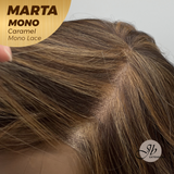 JBEXTENSION MARTA MONO CARAMEL Monofilament Handmade Wig 6X5 Full Monofilament Hand Tied Top Wig 10 Inches Caramel Mono Lace Handmade Futura Fiber Wig With Anti-slip Silicone Strips Glueless Wig MARTA MONO CARAMEL【BENDY EAR TABS】