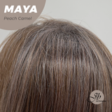 JBEXTENSION 22 Inches Peach Camel Women Fashion Full Machine Wig MAYA PEACH CAMEL【PLUS PERMATEASE】【BENDY EAR TABS】