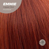 JBEXTENSION Peluca rizada de 26 pulgadas para mujer, color rojo cobrizo, peluca frontal precortada, EMMIE COPPER RED