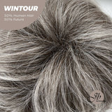 JBEXTENSION 6 Inches Pixie Cut 50% Real Human Hair 50% Futura Fiber Silver Wig WINTOUR