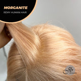 JBEXTENSION GEMSTONE COLLECTION 12 Inches Real Human Hair Peach Bob Cut Free Parting Wig MORGANITE