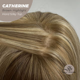 JBEXTENSION 25 Inches Scalpiana Brown With Highlight 3.5X4 Hard Silky Top Natural Scalp Effect Wig With Bangs CATHERINE BROWN HIGHLIGHT