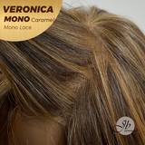 JBEXTENSION VERONICA MONO Monofilament Handmade Wig 6X5 Full Monofilament Hand Tied Top Wig 12 Inches Caramel Wave Mono Lace Wig With Anti-slip Silicone Strips Glueless Wig VERONICA MONO CARAMEL【BENDY EAR TABS】
